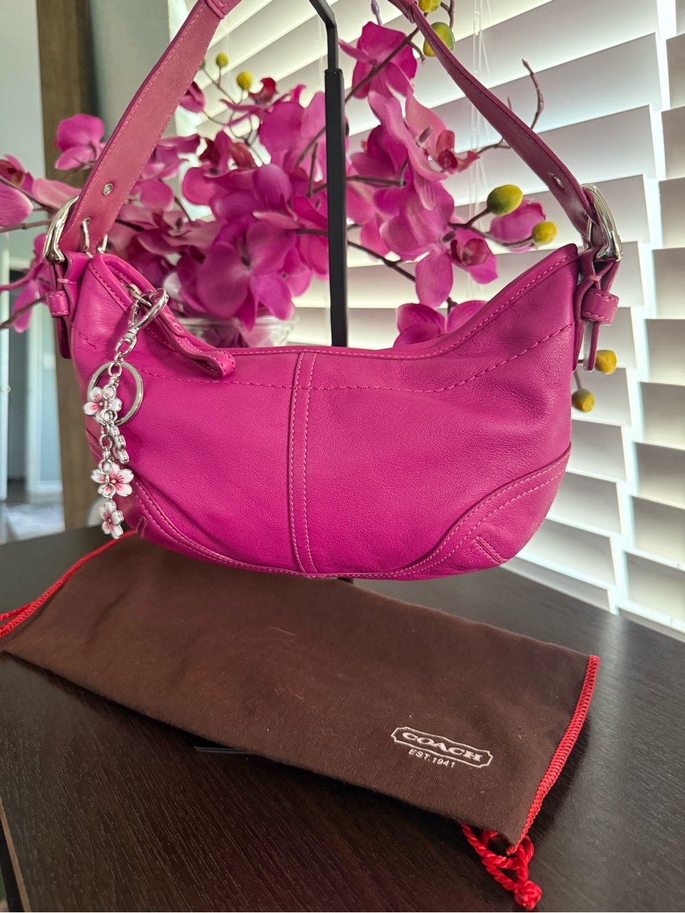 Coach SoHo Hobo Shoulder bag Pink 9541 Silver Hdwr Bag Charm Handbag